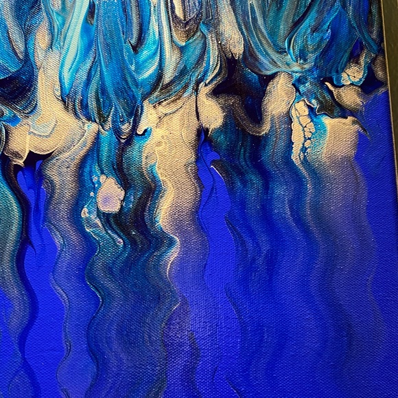 ❌SOLD❌painted 20x20 abstract Acrylic fluid art canvas painting blue metallic - Picture 5 of 10